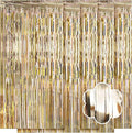 5 Pack Champagne Gold Foil Curtain Backdrop 3.2ft x 9.8ft Metallic Tinsel Foil by Ohiyoo