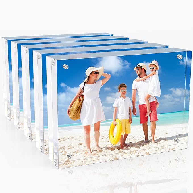 5x7 Inches Acrylic Picture Frames 5 Pack, Double Sided Magnetic Photo Frames by laapee