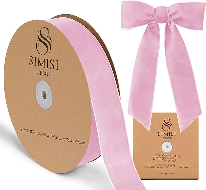 Pink Velvet Ribbon 1.5'' 25 Yards by SIMISIRIBBON