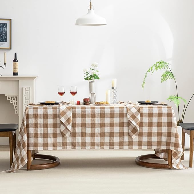 EVERLY 100% Yarn-Dyed Linen Rectangle Tablecloths 60x144Inches - Image 4