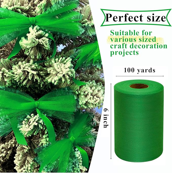 Emerald Green Tulle Fabric Rolls 6 Inch by 100 Yards Fabric Spool Tulle Ribbon - Image 2