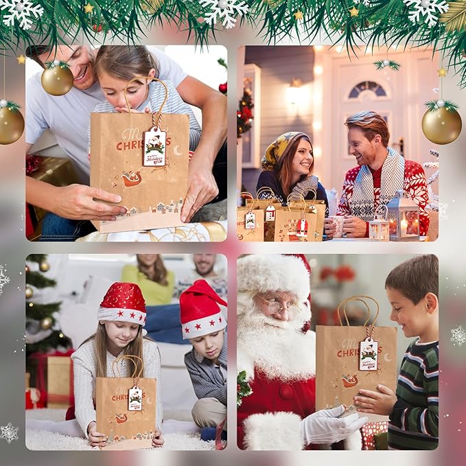 LYLIN 12Pcs Kraft Christmas Gift Bags - Image 8