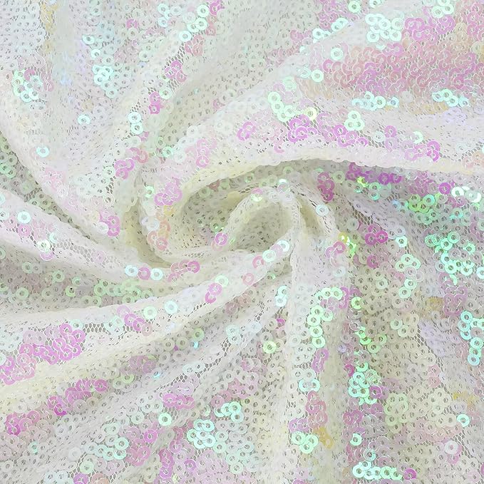 Eternal Beauty White Iridescent Sequin Backdrop, 10x10 Ft Glitter Background - Image 9