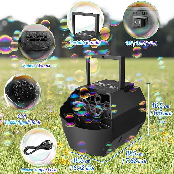 Theefun Bubble Machine: 500ML Automatic Bubble Blower Max 15000 Bubbles per Min - Image 4