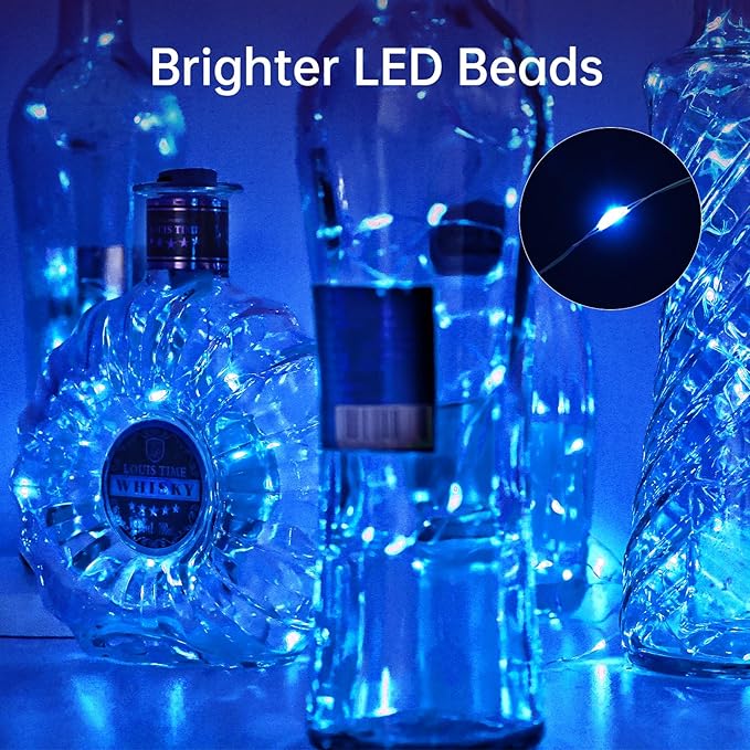 Aluan Wine Bottle Lights with Cork 10 Pack 20 LED Christmas Mini Fairy Lights - Image 2