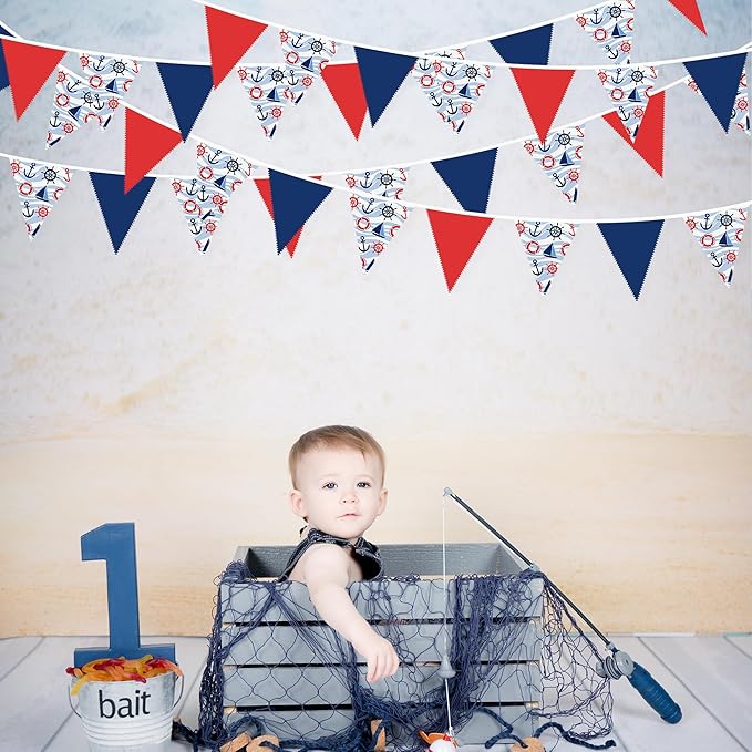 32Ft Nautical Party Decorations Red Blue White Nautical Themed Fabric Banner - Image 5