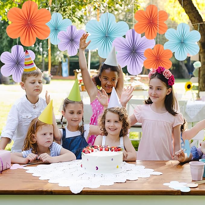 Paper Flowers Decorations for Wall Blue Paper Fans Classroom Decoration Floral - Image 5