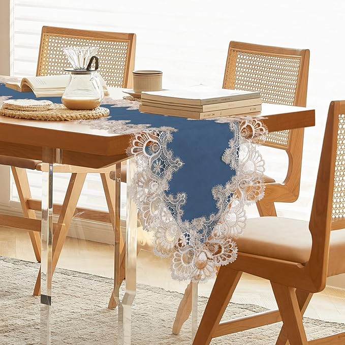 Vintage Lace Dining Table Runner, 120 Inches Floral Coffee Table Runners - Image 2