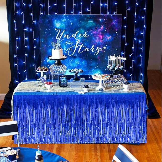 BEISHIDA 2 Pack Dark Blue Table Skirts - Image 6