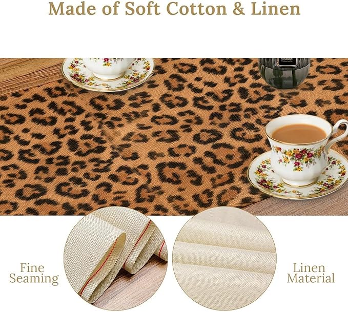 Leopard Print Table Runner Wildlife Vintage Cheetah Fur Spot Animal Skin Spots - Image 6