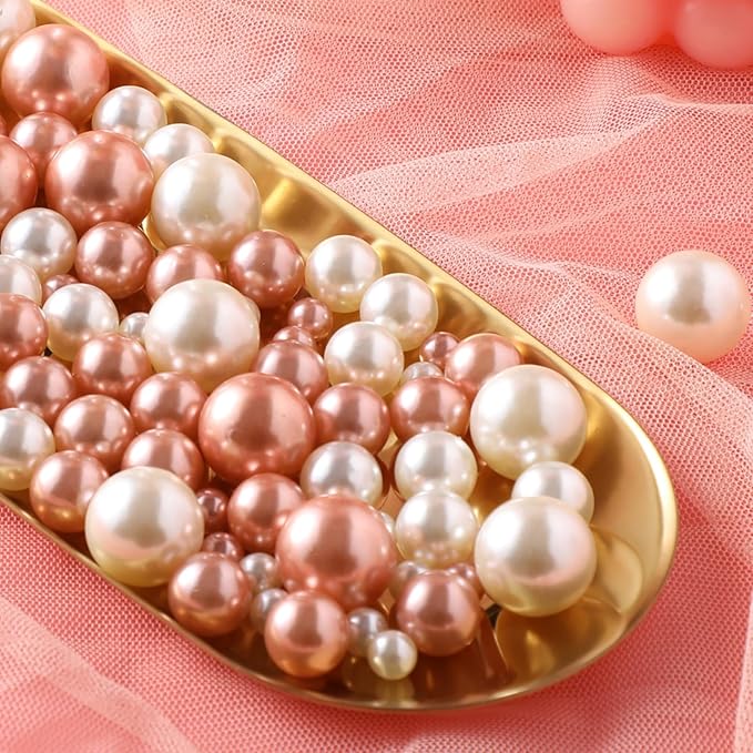200 Pcs Vase Filler Beads White and Rosegold Pearl Beads - Image 5