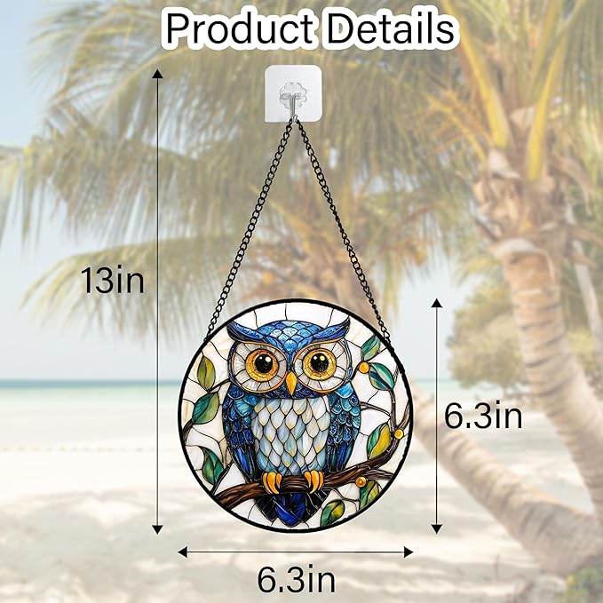 Stained Glass Window Hanging, Owl Gifts - Image 3