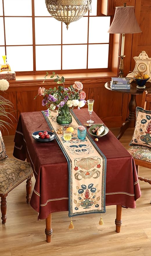 patdrea Designer Casual Wild Floral Velvet Table Runner 87 Inch Long, Decoration - Image 8