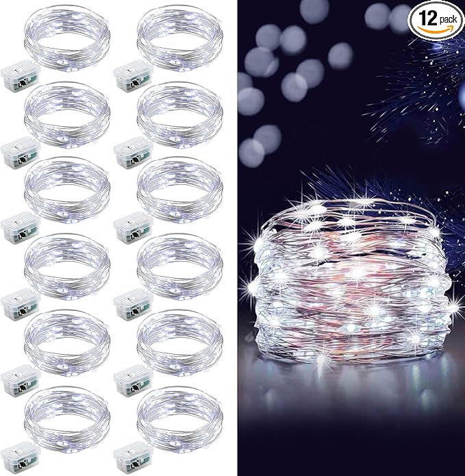 Aogist 12 Pack Fairy Lights 3 Modes 7ft 20 LED Waterproof, Battery Operated by Aogist
