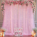 10×10ft Pink Tulle Backdrop Curtain by WishCare