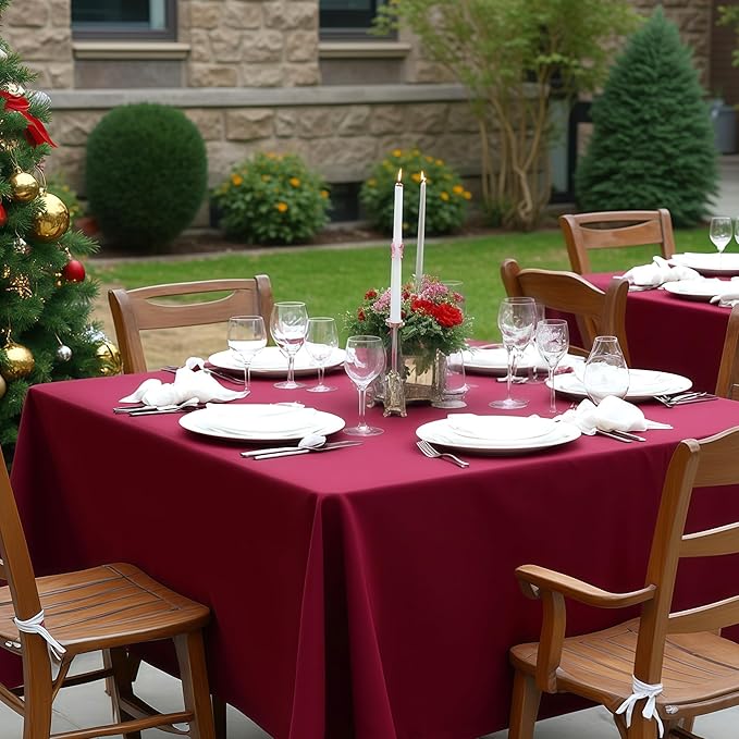 sancua Square Tablecloths 60x60 Inch Burgundy, 2 Pack - Image 4