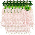 24 Pack Light Pink Wisteria Hanging Flowers Garland, 3.77 Feet Artificial by Luerbi