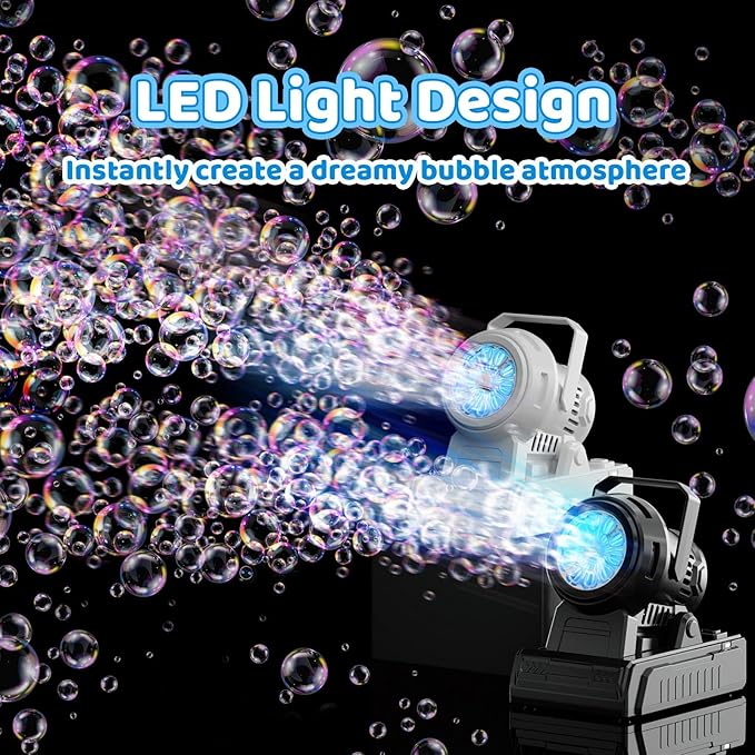 SHCKE Automatic Bubble Machine 10 Holes Bubble Blower, Plug in or Battery - Image 5