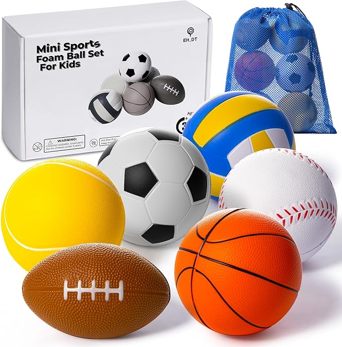 Set Of 6 Mini Sports Foam Balls by EHDTCollection
