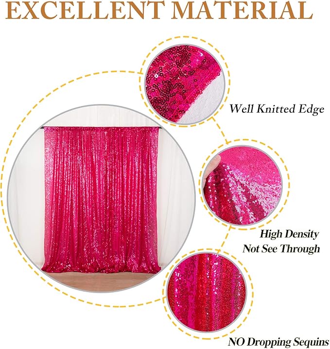 ShinyBeauty 20FTx10FT Hot Pink Sequin Backdrop - Image 4