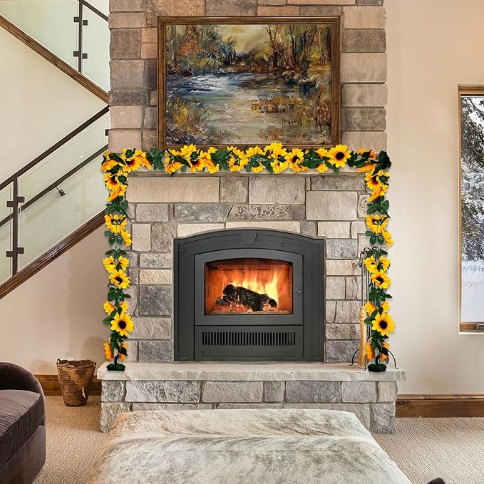 8Pcs 63Ft Sunflower Garland, Fake Hanging Flowers, Sunflower Artificial Flower - Image 3