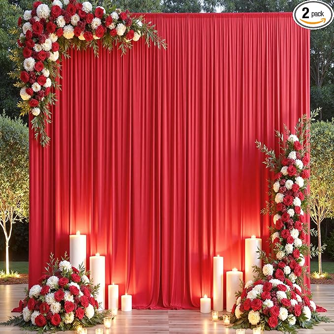 10×14ft Wrinkle Free Red Backdrop Curtain by ENJOYYOURPARTY