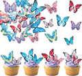 Ephlyn 40Pcs Edible Butterfly Cupcake Toppers 3D Butterfly Cake Picks Mixed by Ephlyn
