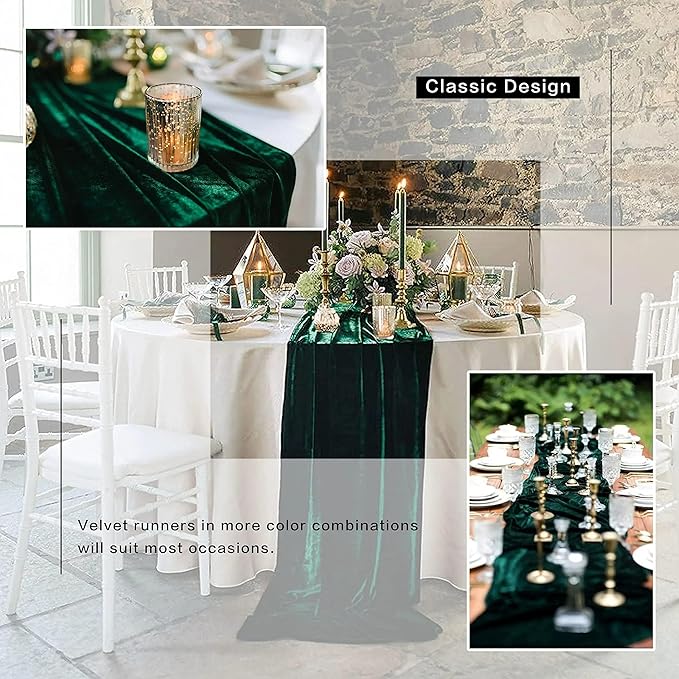 Luxurious Velvet Table Runner, 10ft Wedding Reception Decorations, 20x120inch - Image 5