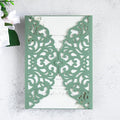 20Pcs Sage Green Laser Cut Invitation Cards by FEIYI