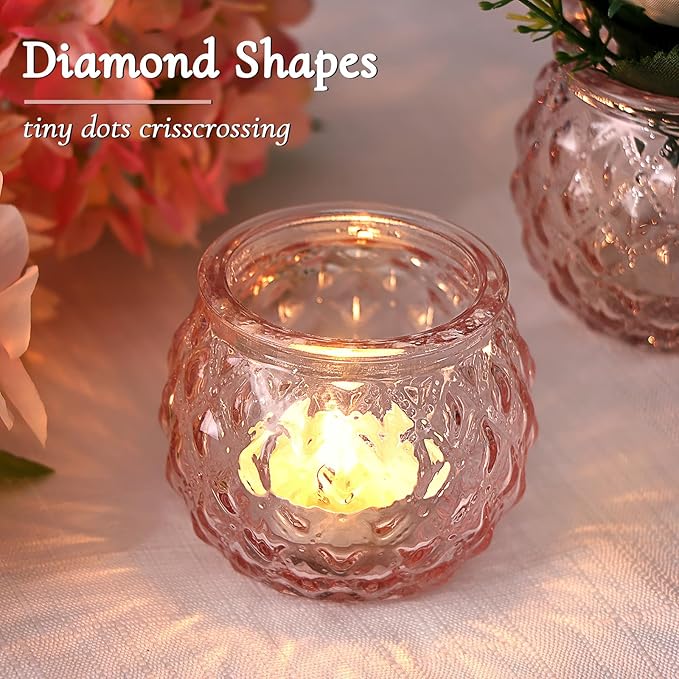 DARJEN 48Pcs Pink Votive Candle Holders- Round Candle Holders Bulk - Image 2