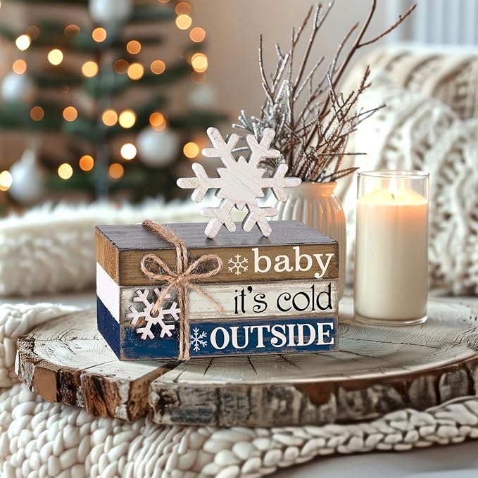 4 Pcs Winter Christmas Decor Winter Table Decorations Christmas Tiered Tray - Image 7