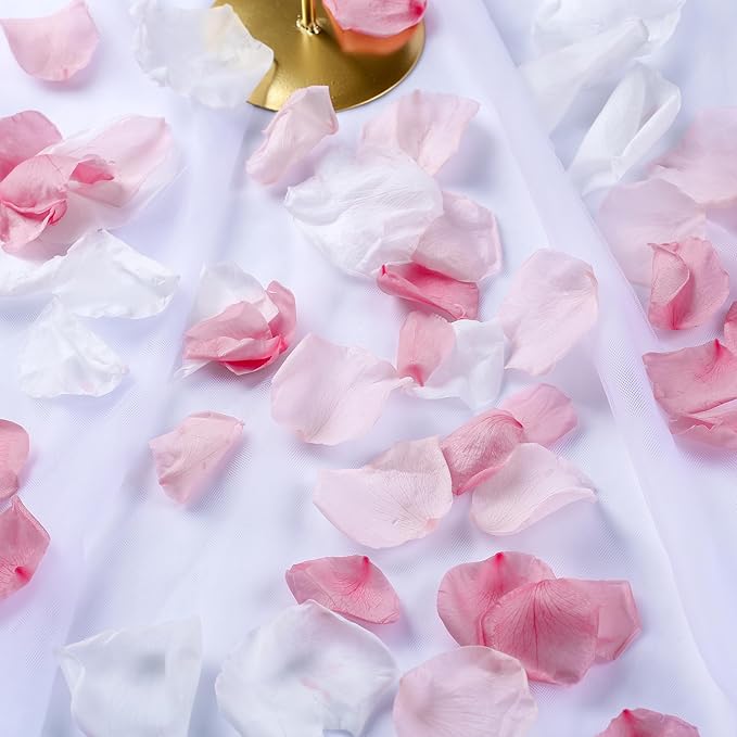 300 PCS Real Pink White Rose Flower Petals Confetti - Image 5