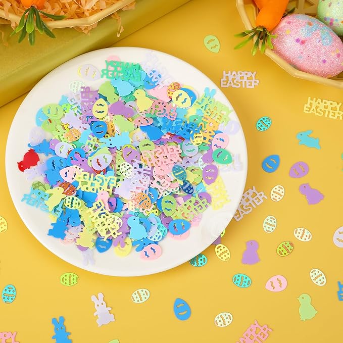 MARFOREVER Easter Confetti, Bunny Egg Rabbit Chicken Glitter Table Decorations - Image 5