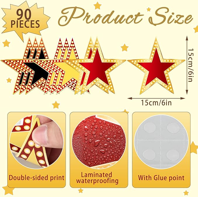 Geosar 150 Pcs Movie Star Cardboard Red Carpet Awards Night Cutouts Confetti - Image 2