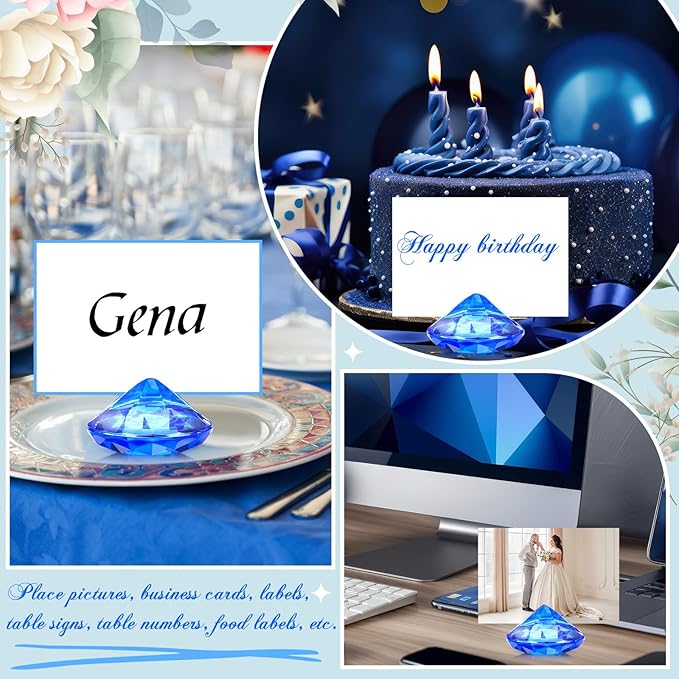 Boao 24 Pack Diamond Place Card Holders Acrylic Table Number Holder Card Stands - Image 6