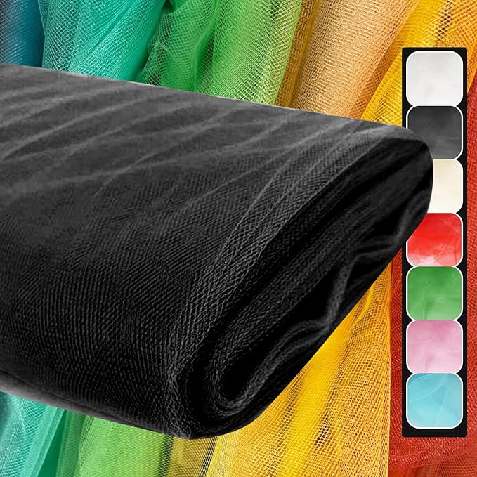 108 Inch 25 Yards Black Tulle Fabric Roll, Extra Large Matte Tulle Netting Bolt by AblemeDeco