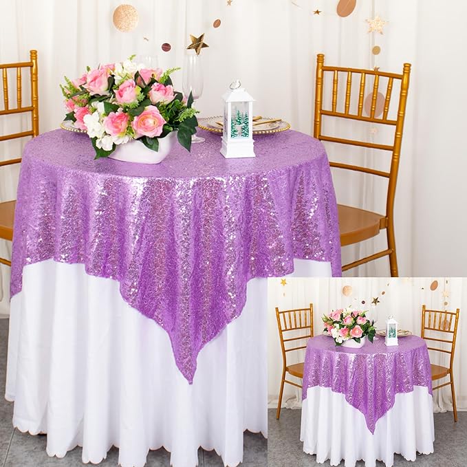 ShinyBeauty 36x36 Inch Sequin Tablecloth 2-Pack by ShinyBeauty