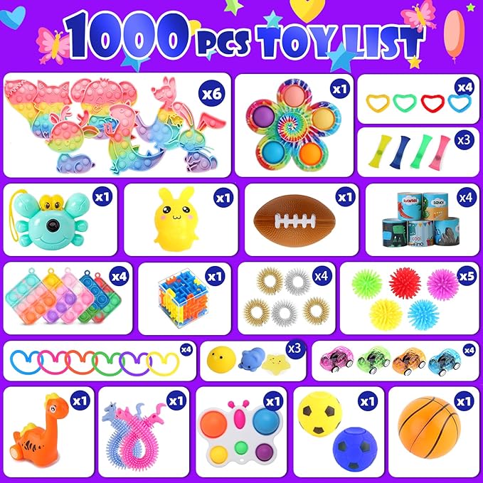 1000Pcs Fidget Toys Pack, Bulk Party Favors - Image 2