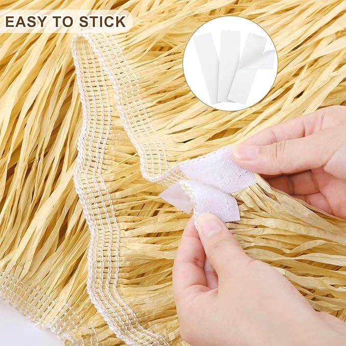 Fovths 1 Pack Luau Grass Table Skirt Fringe Straw Grass Skirt 108 x 30 Inch - Image 3