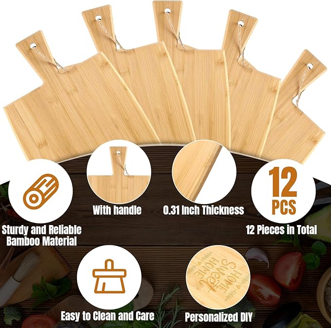 Patelai 12 Packs Wooden Cutting Board Set - Image 4