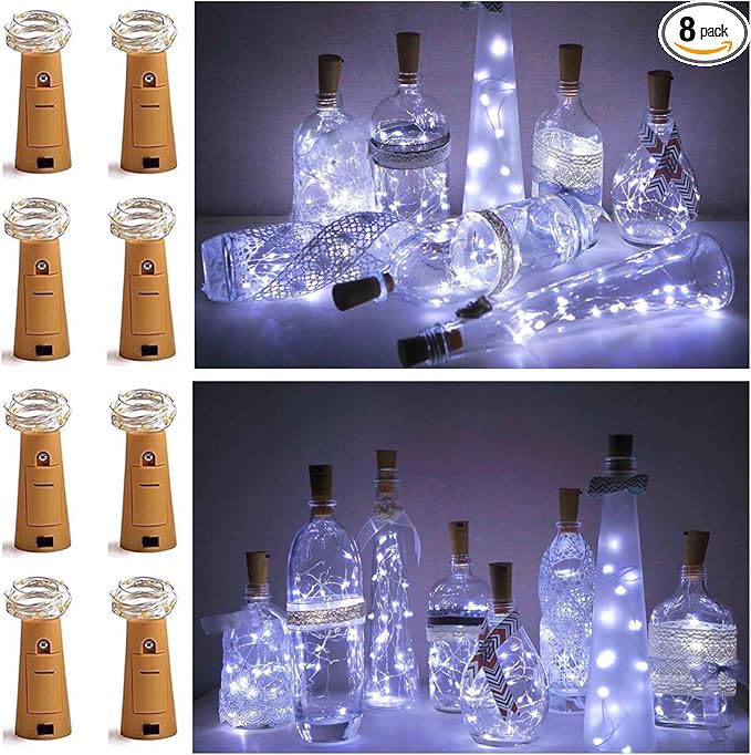 8 Pack 20 LED Wine Bottle Cork Lights, Fairy Mini String Lights Copper Wire by NiniTeLIGHTS