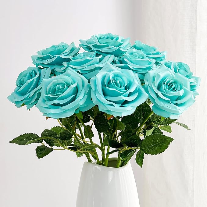 Artificial Rose 10pcs Open Flower Bouquet Faux Rose Stems - Image 3