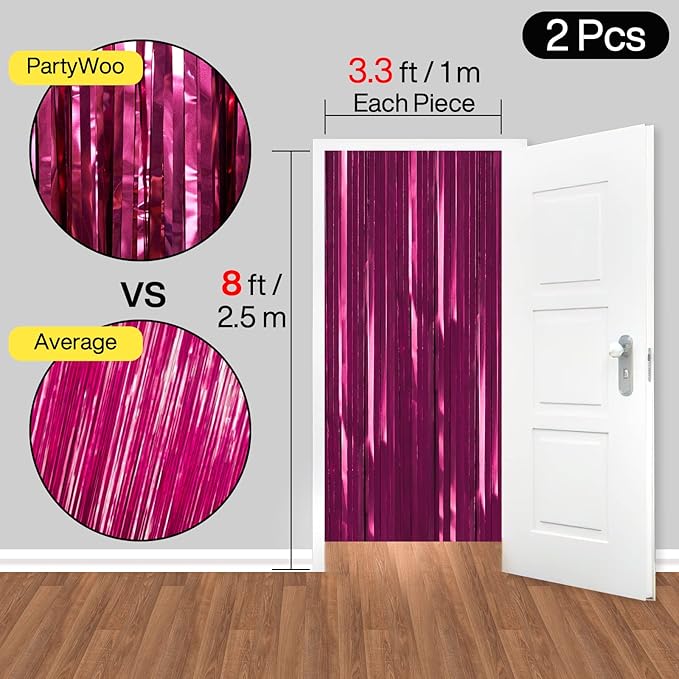 PartyWoo Foil Fringe Curtains, Fringe Backdrop, Party Backdrop Curtain - Image 6