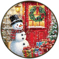 Round Wall Decor Christmas Metal Tin Sign Snowman Sign Rustic Wall Decor Wall by GJXFTPTTBD