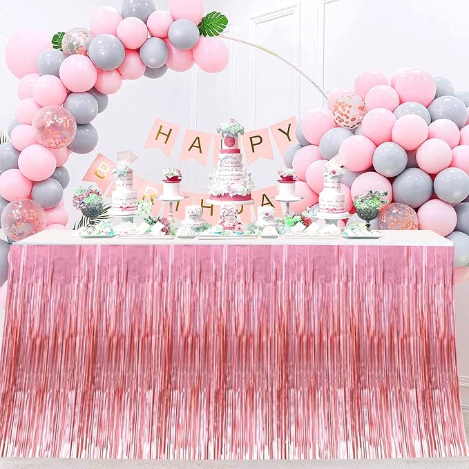 4 Pack 29x108 Inch Metallic Foil Fringe Tinsel Table Skirts - Image 5