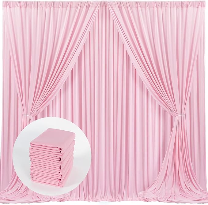 6 Panels Pink Backdrop Curtain for Parties Rod Pocket Pink Curtains Photography by MYSKYHOME