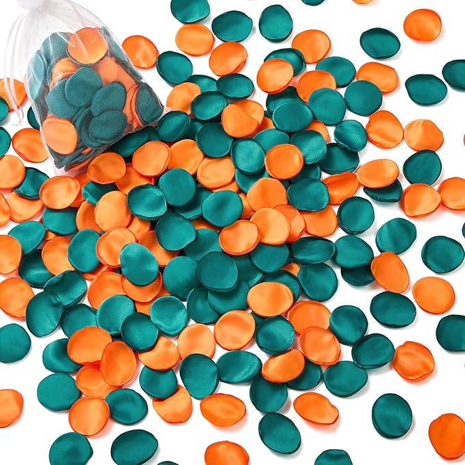 Serwalin 300Pcs Silk Rose Petals Fake Flower Petals Green Orange Artificial by Serwalin