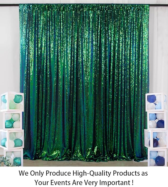 ShinyBeauty 4x8 FT Sequin Fabric Backdrop Iridescent Green - Image 2