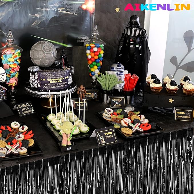 6 Pack 29x108 Inch Metallic Foil Fringe Tinsel Table Skirts Banner - Image 4