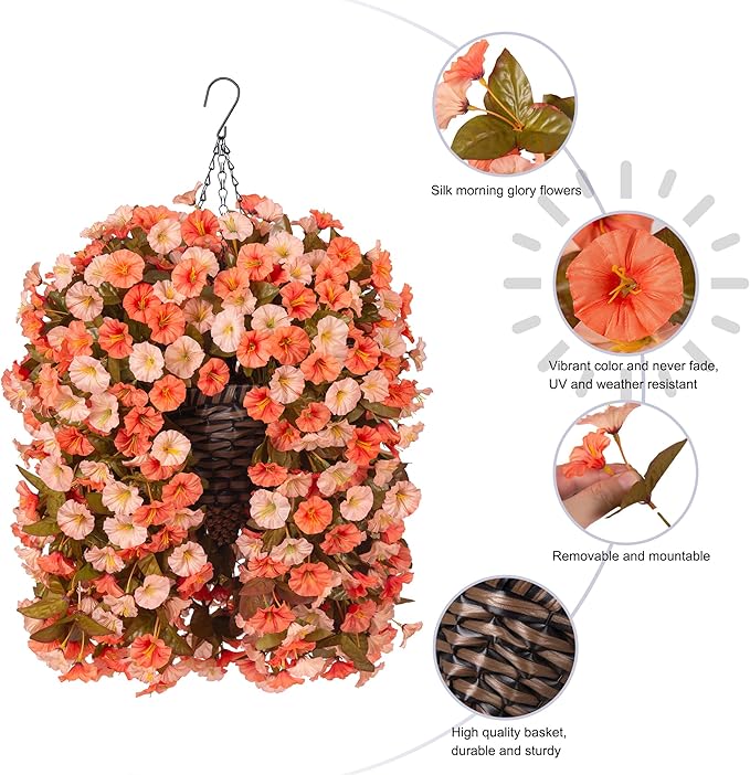 Artificial Fake Fall Hanging Flowers Plants Basket - Image 3